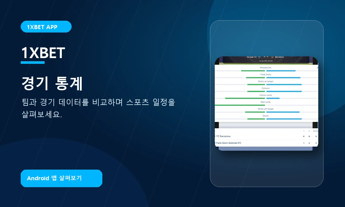 1xBet Korea 경기 통계와 스코어 정보